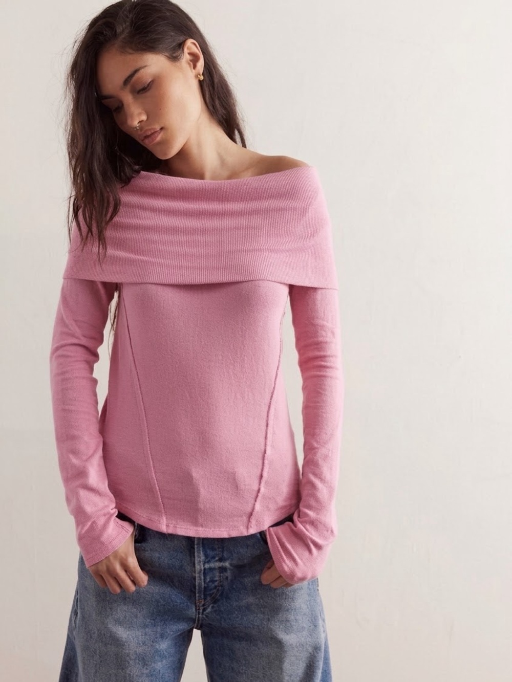 New We the Free Iris Layering Top Size XS Cashmere Rose Pink Free People Cotton